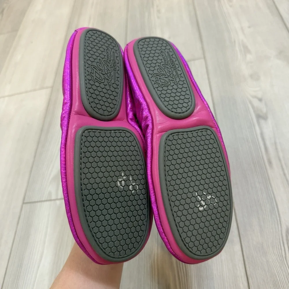 NEW The Storehouse Flats Women 7 Foldable Leather Ballet Shoes Fuschia Pink Foil - Picture 5 of 8